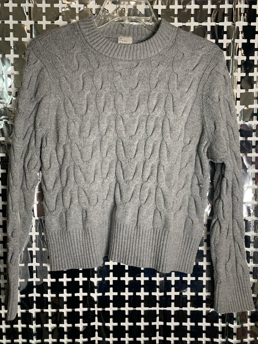 a new day Gray Cable-Knit Crewneck Sweater